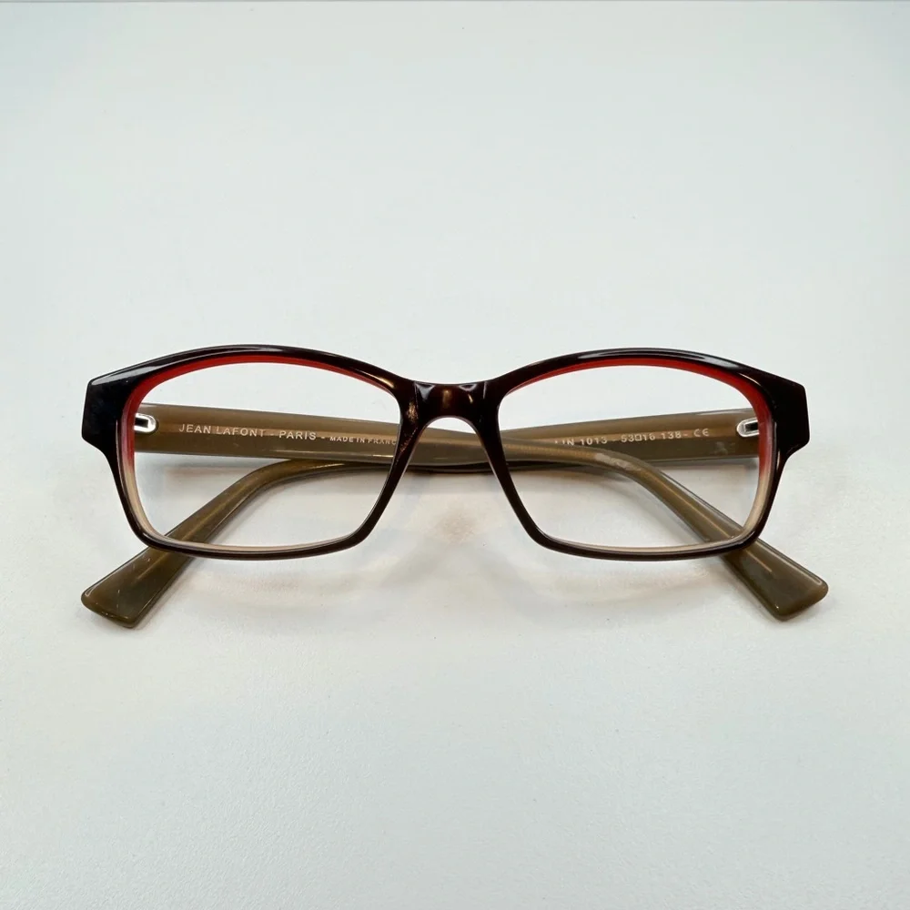 Jean Lafont Paris Red Brown‎ LIN 1013 53•16•138 Rectangle Eyeglasses FRAMES ONLY